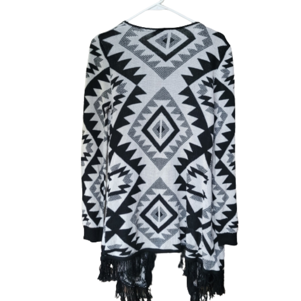 Say What? Open Front Tribal/Aztec Waterfall Cardigan Size Medium